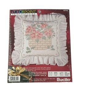 Bucilla Colorpoint Paint-Stitching Kit #63742 Stamped Crosspoint Pillow NEW Seal